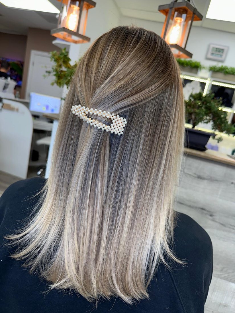 Blonde balayage on long hair