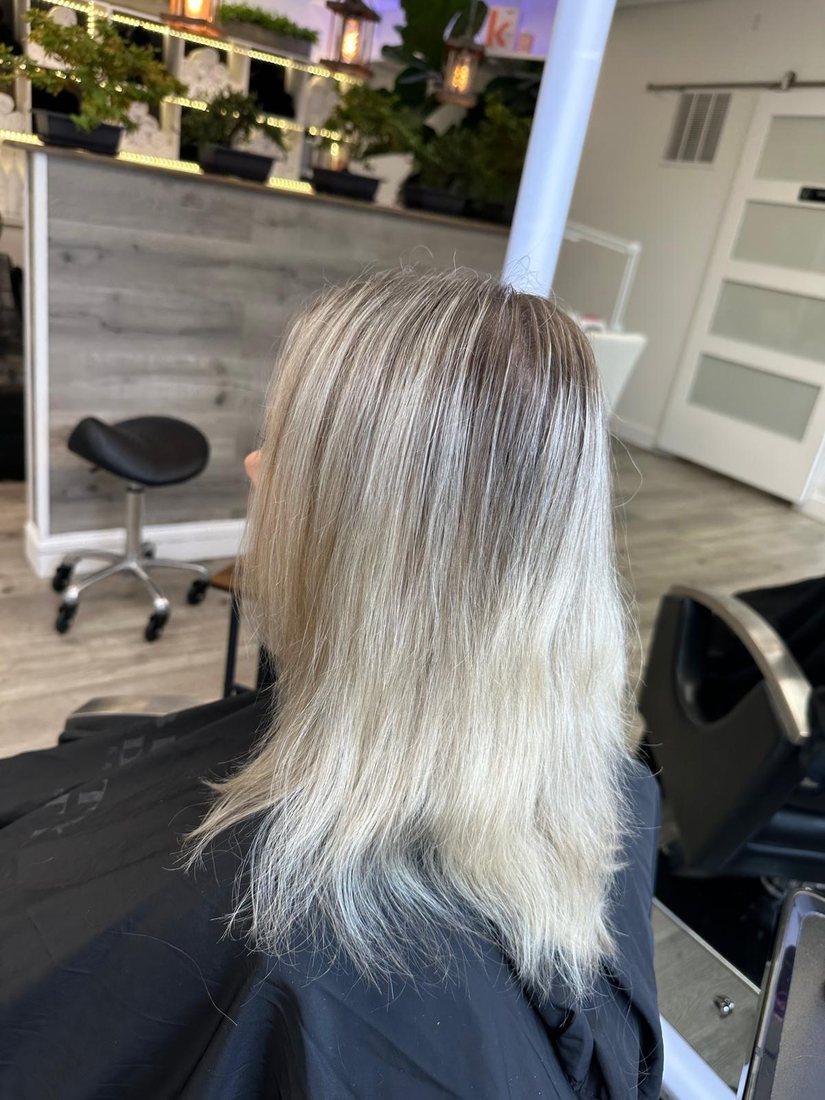 Icy blonde on long hair