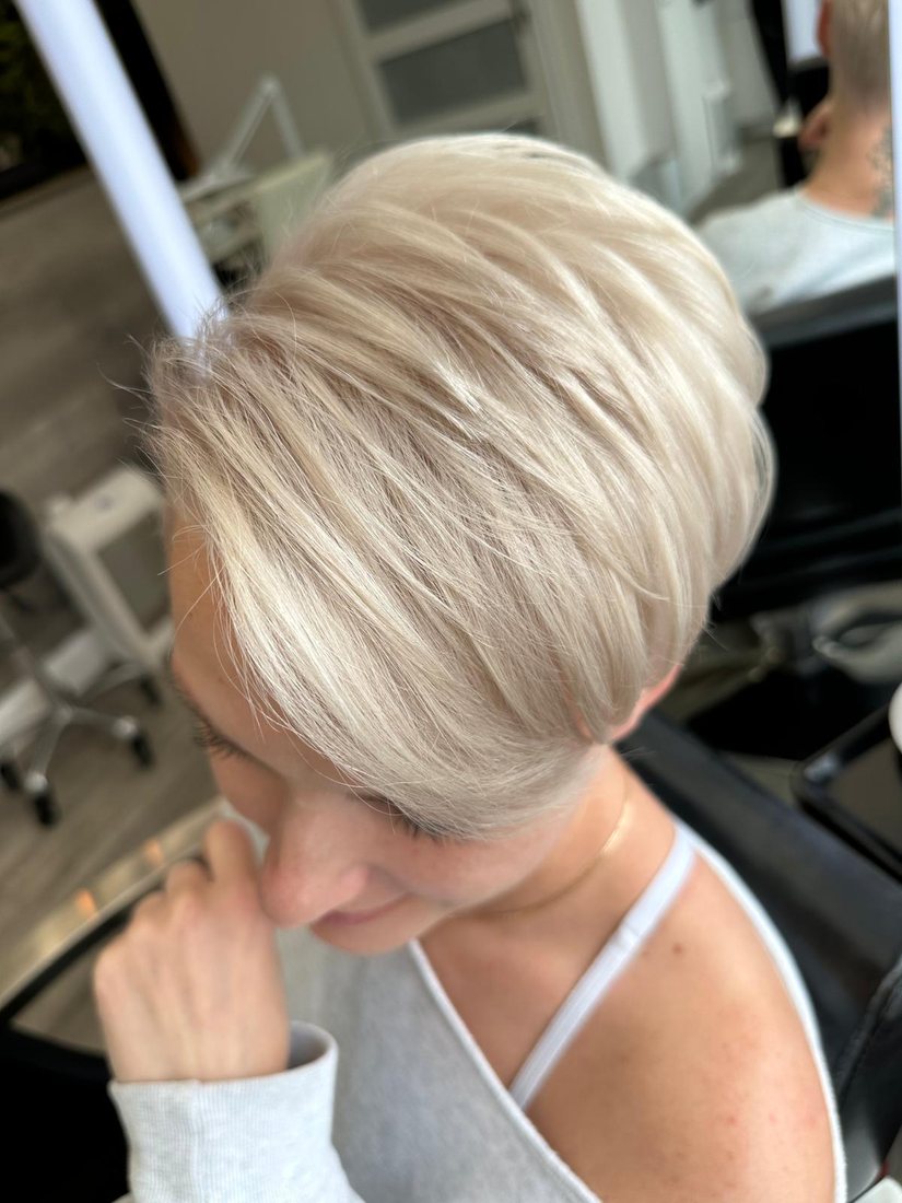 Platinum pixie cut
