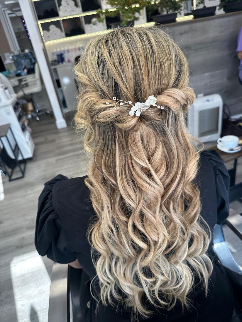 Half-updo on blonde hair
